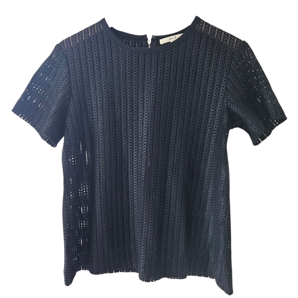 Rhie Black Mesh Short Sleeve Blouse